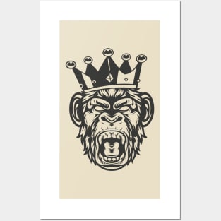 Chimpanzee King head with Crown Posters and Art